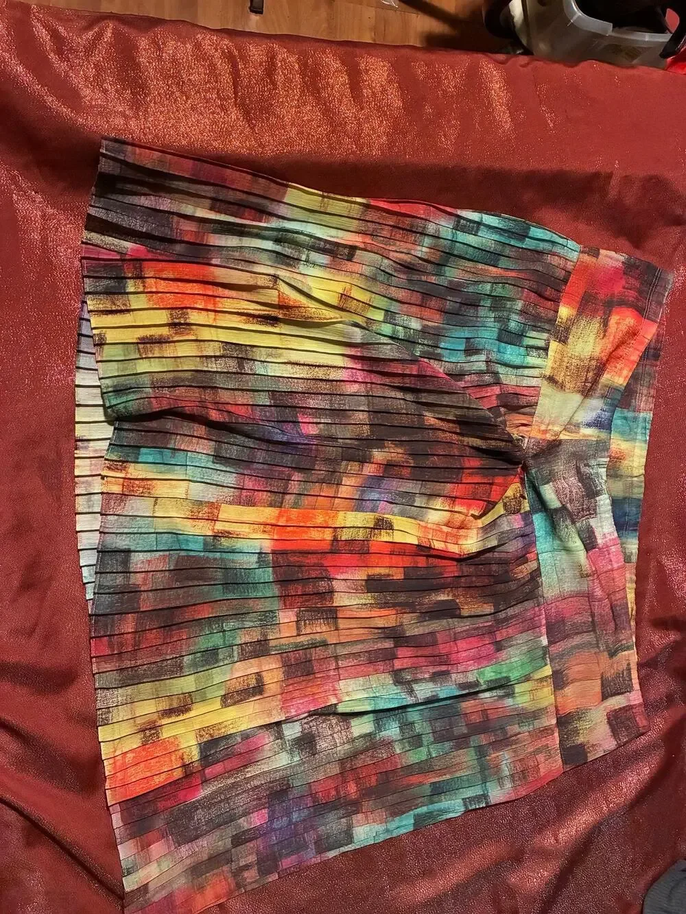 Lane Bryant Skirt Womens 14/16 Pleated Multicolor Lined Polyester Midi Flowy